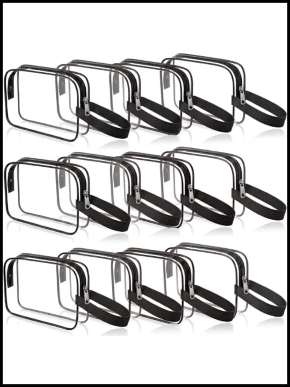50 Pack Clear PVC Toiletry Bags with Handle TSA Approved Cosmetic Travel Pouch